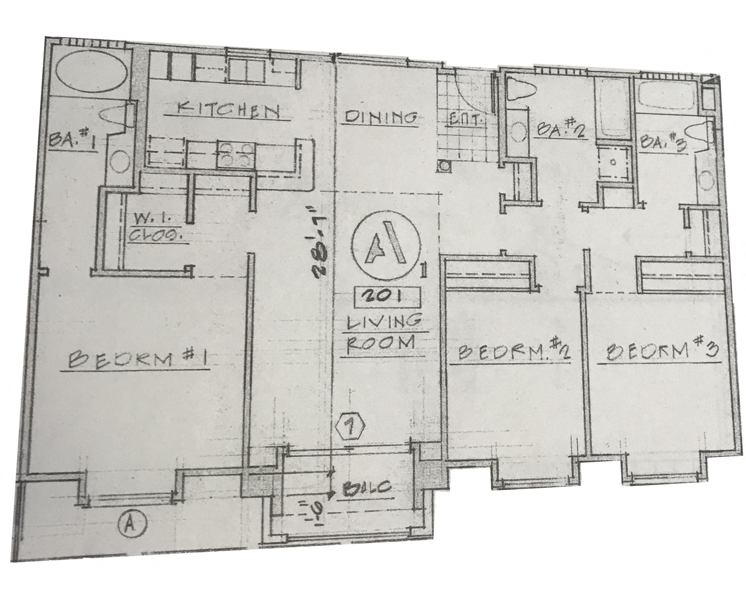 Floor plan for 3 beds, 2 baths, 1434 sqft